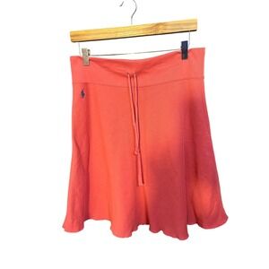 Ralph Lauren Womens Coral Pink Cotton Blend Fleece Drawstring Mini Skirt Size M